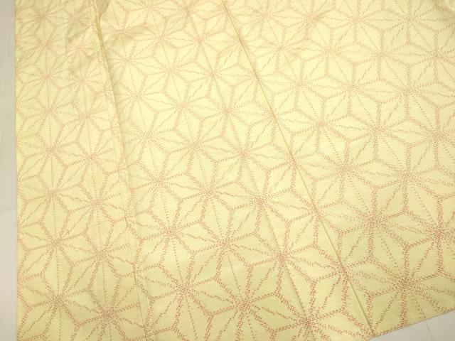 平和屋着物▽上質な紬　単衣　麻の葉文様　正絹　逸品　DABH4808du