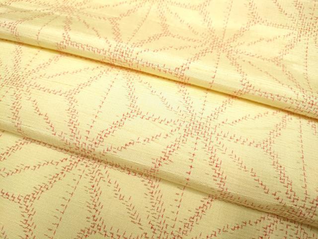 平和屋着物▽上質な紬　単衣　麻の葉文様　正絹　逸品　DABH4808du