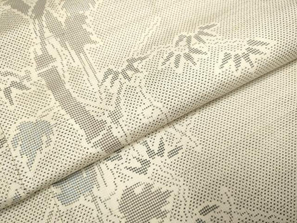 平和屋着物▽本場大島紬　単衣　白大島　9マルキ　笹竹蔦の葉文　正絹　逸品　DABH4810du