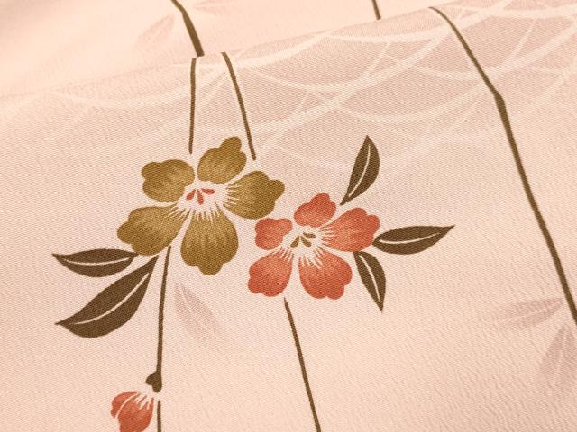 平和屋着物▽小紋　単衣　枝垂れ花文　洗える着物　DABH4815du