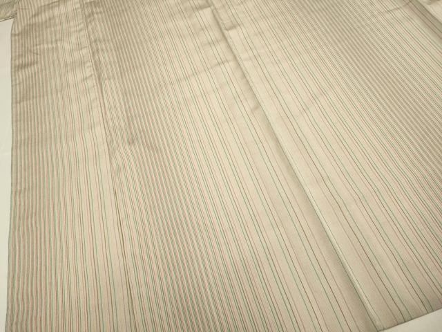 平和屋着物▽上質な小紋　単衣　紬地　縞　正絹　逸品　未使用　DABH4816du