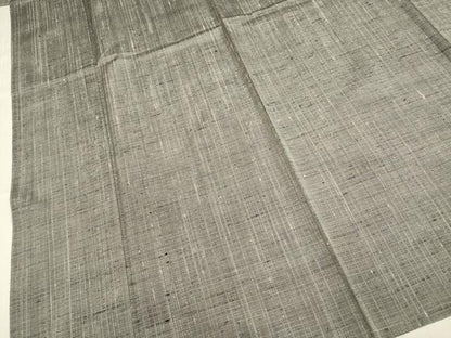 平和屋着物▽上質な紬　単衣　濃い江戸鼠色　正絹　逸品　DABH4817du