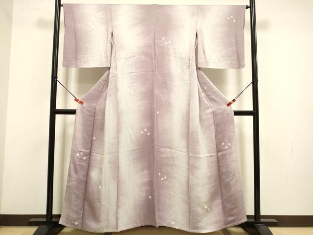 平和屋着物▽上質な小紋　単衣　絞り　霞文　暈し染め　正絹　逸品　DABH4821du