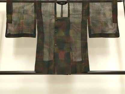 平和屋着物▽道行コート　スリーシーズン　春夏秋　塵除け　霞文　正絹　逸品　DABH4823du