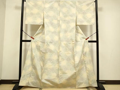 平和屋着物▽上質な紬　単衣　蜀江文　正絹　逸品　DABH4833du