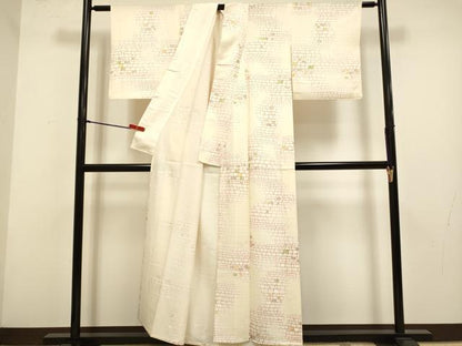 平和屋着物▽上質な小紋　単衣　幾何学文様　正絹　逸品　DABH4835du