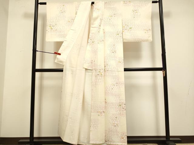 平和屋着物▽上質な小紋　単衣　幾何学文様　正絹　逸品　DABH4835du