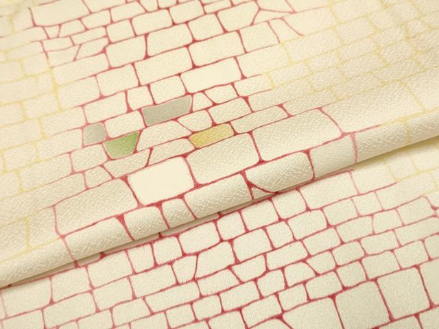 平和屋着物▽上質な小紋　単衣　幾何学文様　正絹　逸品　DABH4835du