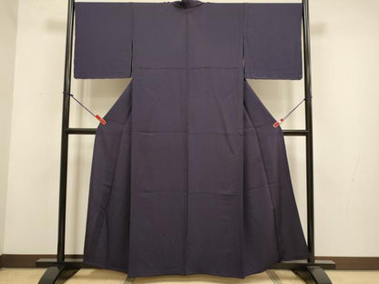 平和屋着物▽上質な色無地　単衣　濃い滅紫色　正絹　逸品　未使用　DABH4846du