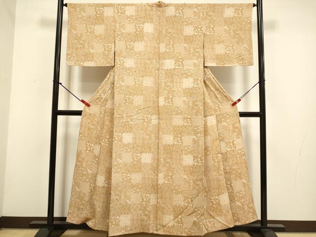 平和屋着物▽上質な小紋　単衣　吉祥花文　正絹　逸品　DABH4854du