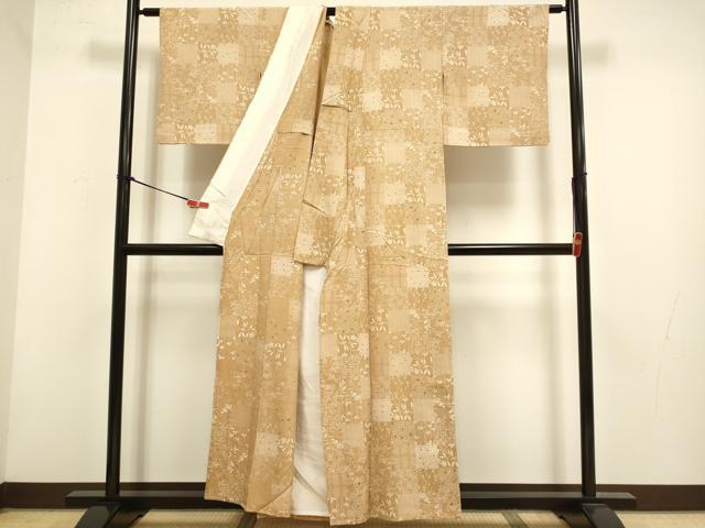 平和屋着物▽上質な小紋　単衣　吉祥花文　正絹　逸品　DABH4854du