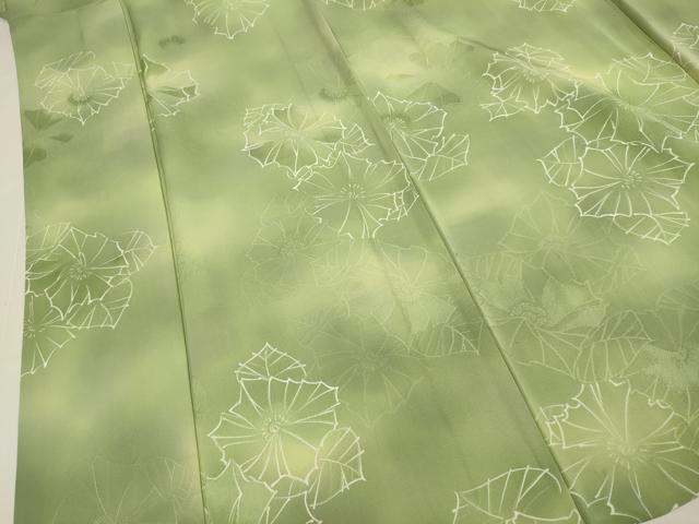 平和屋着物▽上質な小紋　単衣　草花文　暈し染め　地紋起こし　正絹　逸品　DABH4857du