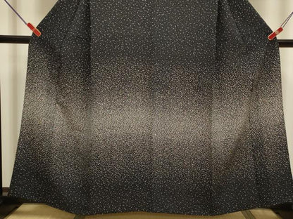平和屋着物▽訪問着　単衣　霞文　黒地　正絹　逸品　DABH4858du