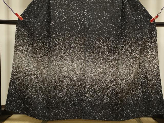 平和屋着物▽訪問着　単衣　霞文　黒地　正絹　逸品　DABH4858du