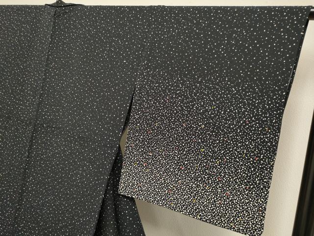 平和屋着物▽訪問着　単衣　霞文　黒地　正絹　逸品　DABH4858du