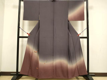平和屋着物▼訪問着　総刺繍　草花文　暈し染め　正絹　逸品　DABH4861du