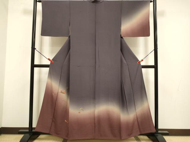 平和屋着物▼訪問着　総刺繍　草花文　暈し染め　正絹　逸品　DABH4861du