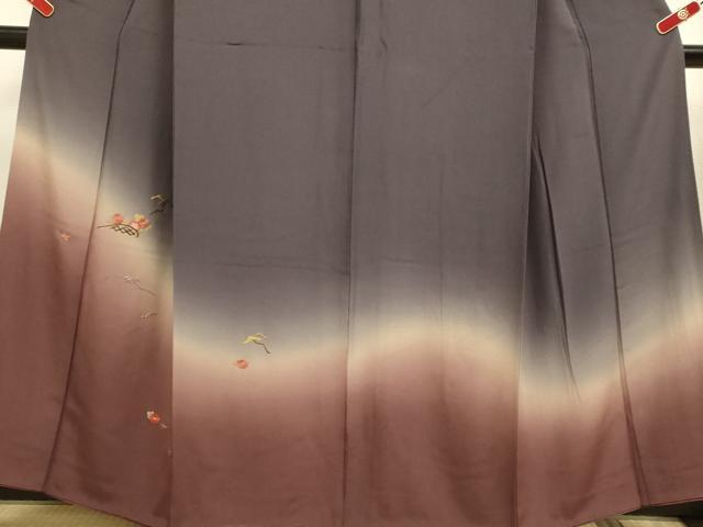 平和屋着物▼訪問着　総刺繍　草花文　暈し染め　正絹　逸品　DABH4861du