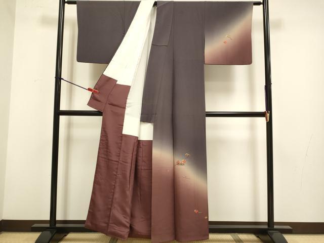 平和屋着物▼訪問着　総刺繍　草花文　暈し染め　正絹　逸品　DABH4861du