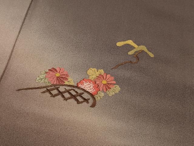 平和屋着物▼訪問着　総刺繍　草花文　暈し染め　正絹　逸品　DABH4861du