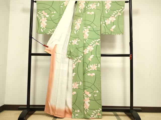 平和屋着物▼上質な小紋　草花文　正絹　逸品　DABH4863du