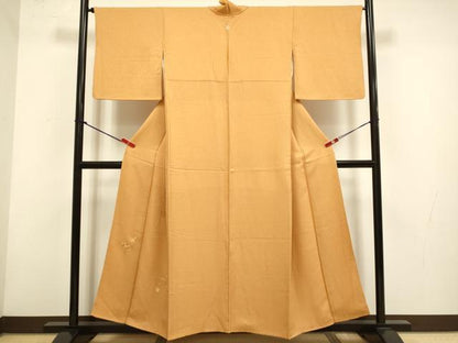 平和屋着物▼豪華色留袖　総刺繍　扇花文　土色　正絹　逸品　DABH4871du