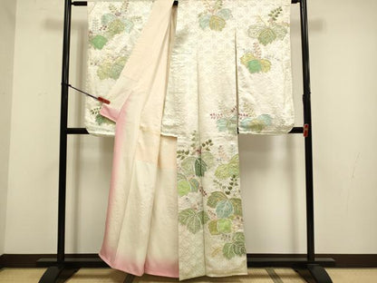 平和屋着物▼小振袖　二尺袖　刺繍　絞り　桐　金銀糸　正絹　逸品　DABH4875du