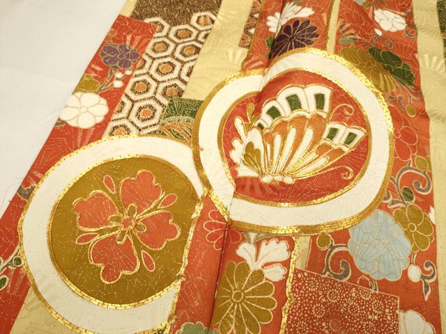 平和屋着物▼豪華振袖　駒刺繍　吉祥花蝶文　金通し地　正絹　逸品　DABH4876du