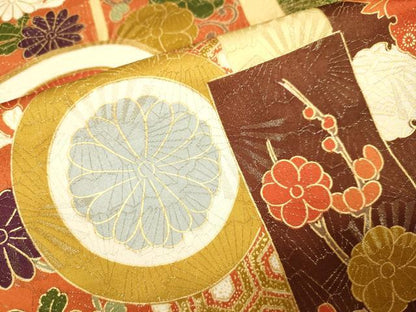 平和屋着物▼豪華振袖　駒刺繍　吉祥花蝶文　金通し地　正絹　逸品　DABH4876du