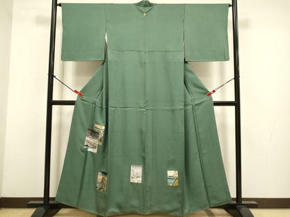 平和屋着物▼豪華色留袖　総刺繍　風景文　金糸　正絹　逸品　DABH4877du