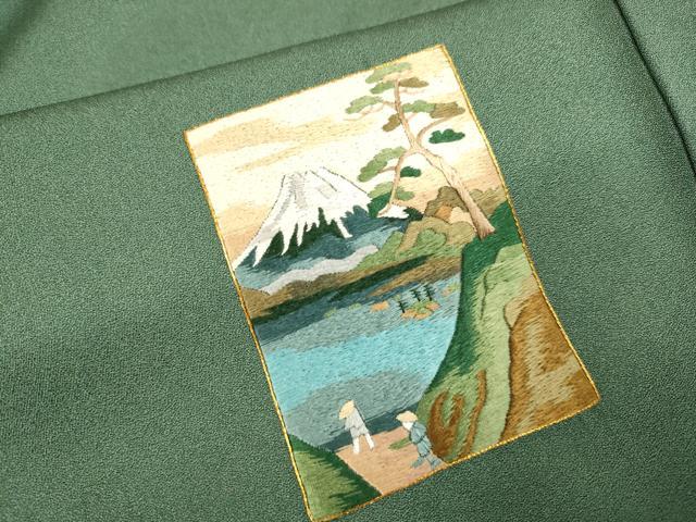 平和屋着物▼豪華色留袖　総刺繍　風景文　金糸　正絹　逸品　DABH4877du