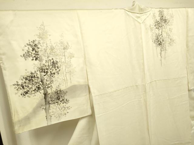 平和屋着物▼訪問着　手描き　樹林文　正絹　逸品　DABH4879du