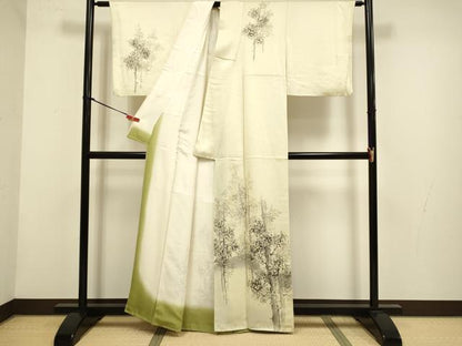 平和屋着物▼訪問着　手描き　樹林文　正絹　逸品　DABH4879du