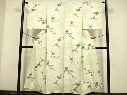 平和屋着物▼上質な小紋　枝梅文　暈し染め　正絹　逸品　DABH4880du