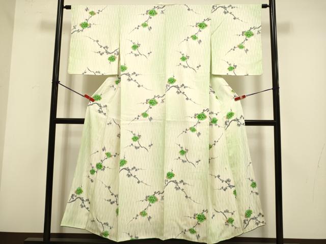 平和屋着物▼上質な小紋　枝梅文　暈し染め　正絹　逸品　DABH4880du