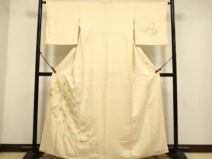 平和屋着物▼中国三大刺繍　相良刺繍　総刺繍　訪問着　七宝花文　正絹　逸品　DABH4881du