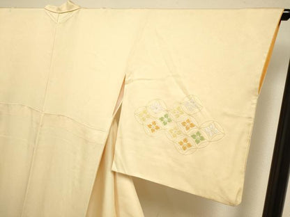 平和屋着物▼中国三大刺繍　相良刺繍　総刺繍　訪問着　七宝花文　正絹　逸品　DABH4881du
