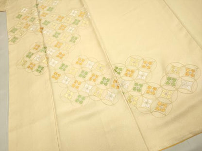 平和屋着物▼中国三大刺繍　相良刺繍　総刺繍　訪問着　七宝花文　正絹　逸品　DABH4881du