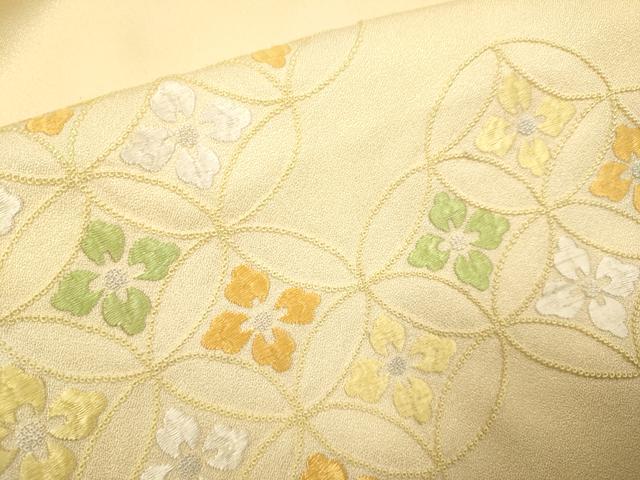 平和屋着物▼中国三大刺繍　相良刺繍　総刺繍　訪問着　七宝花文　正絹　逸品　DABH4881du
