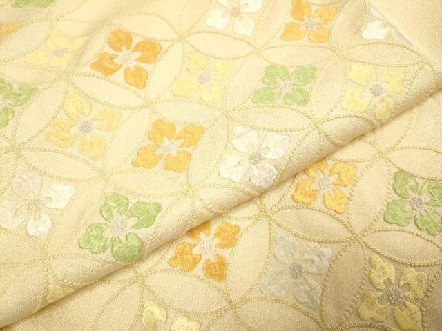 平和屋着物▼中国三大刺繍　相良刺繍　総刺繍　訪問着　七宝花文　正絹　逸品　DABH4881du