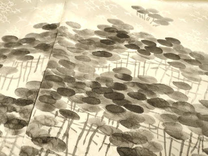 平和屋着物▼訪問着　手描き　松文　暈し染め　正絹　逸品　DABH4882du
