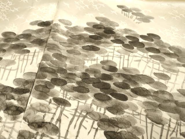 平和屋着物▼訪問着　手描き　松文　暈し染め　正絹　逸品　DABH4882du