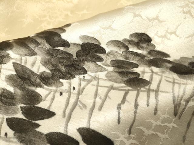 平和屋着物▼訪問着　手描き　松文　暈し染め　正絹　逸品　DABH4882du