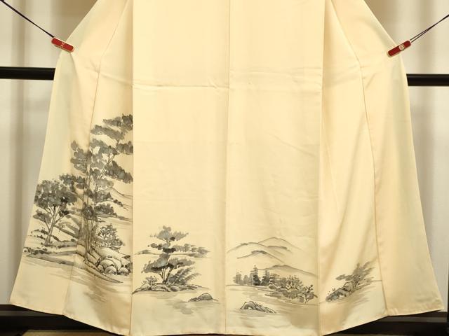 平和屋着物▼訪問着　手描き　風景文　正絹　逸品　DABH4883du