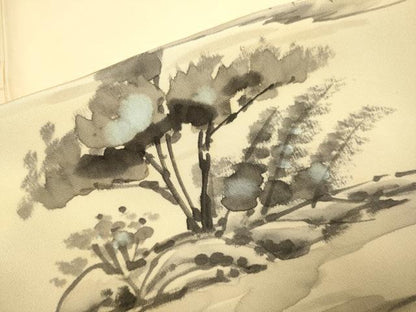 平和屋着物▼訪問着　手描き　風景文　正絹　逸品　DABH4883du