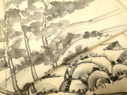 平和屋着物▼訪問着　手描き　風景文　正絹　逸品　DABH4883du