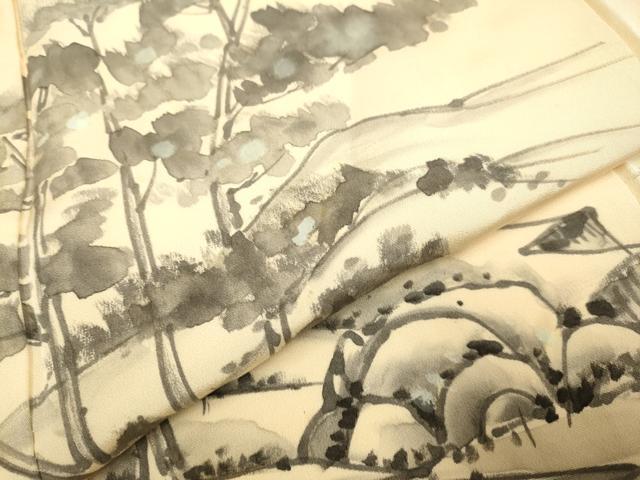 平和屋着物▼訪問着　手描き　風景文　正絹　逸品　DABH4883du