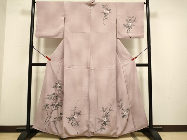 平和屋着物▼訪問着　手描き　枝花文　暈し染め　正絹　逸品　DABH4884du