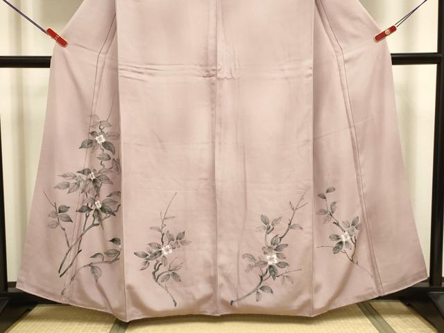平和屋着物▼訪問着　手描き　枝花文　暈し染め　正絹　逸品　DABH4884du