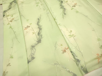 平和屋着物▼上質な小紋　寿光織　枝花文　暈し染め　正絹　逸品　DABH4890du